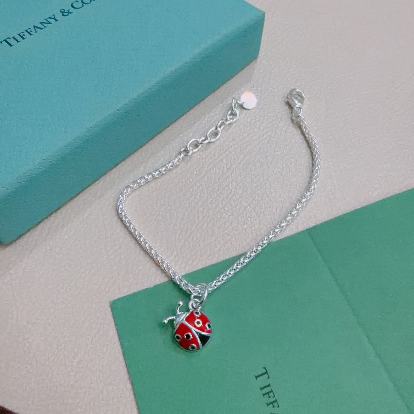 Tiffany & Co. Sterling Silver Ladybug Charm Bracelet